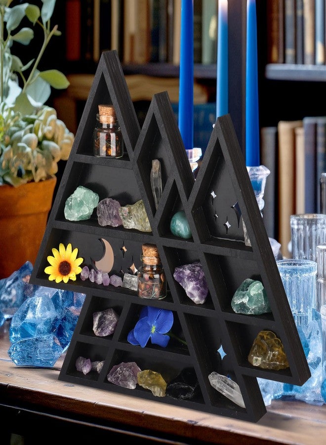 KOYILTD Gothic Decor Unique Trinket Shelf Wooden Crystal Display Shelf Wooden Gothic Bedroom Decor Witchy Wall Decoration Goth Bedroom Decor Spiritual Gift for Home Living Room (1, Triangle) - Image 2